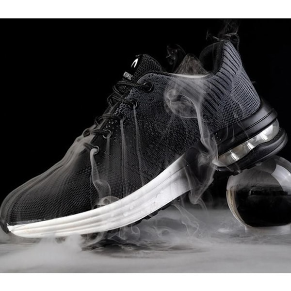 Sikkerhedssko TEVISE K8 Mænd Kvinder Let Komfortable Skridsikre Sneakers Arbejdssko Sort og Hvid sort 46