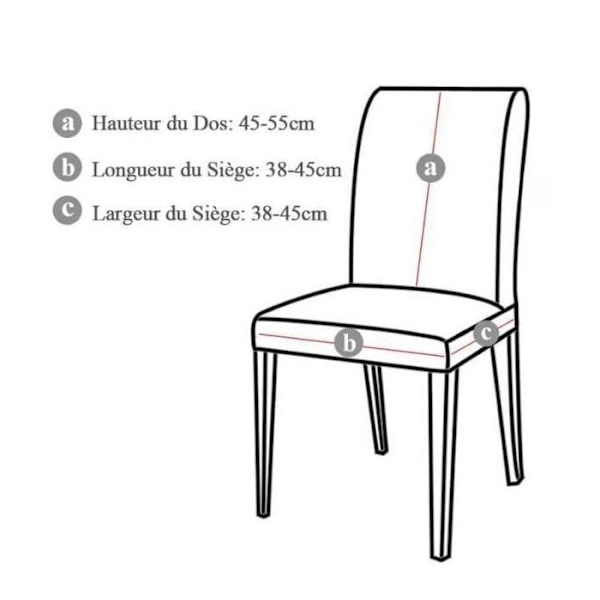 6 stolar Housses de Chaise de Salle à Manger - Universell utsträckbar polyester elastan tvättbar skyddsöverdrag för stolar A