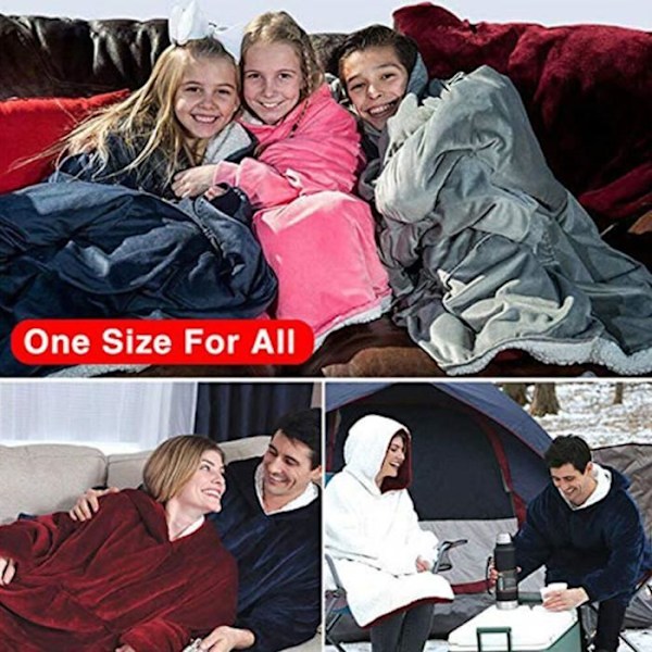 Naiset Miehet Huggle Huppari Peitto 120 cm Pitkät Hihat Pehmeä Laiska TV Neule Ulkoilupuku Lämmin Sininen Yksi Koko