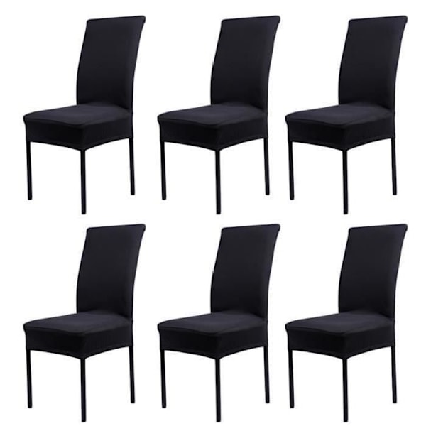 Set med 6 Universal Stretch Stolöverdrag - Modern - Svart Svart