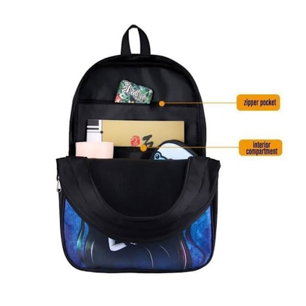 Sac rygsæk - JINDING - Black Panther - 3D tryk - 16 tommer - Skoletaske sæt 3 dele
