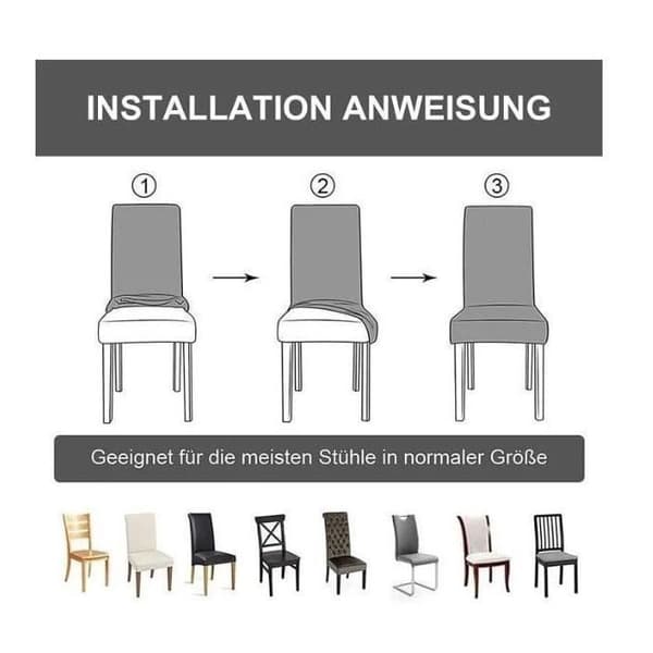Stolsöverdrag JINDING XW 6st Matplats - Universell Utsträckbar Polyester Elastan Tvättbar Stolsöverdrag