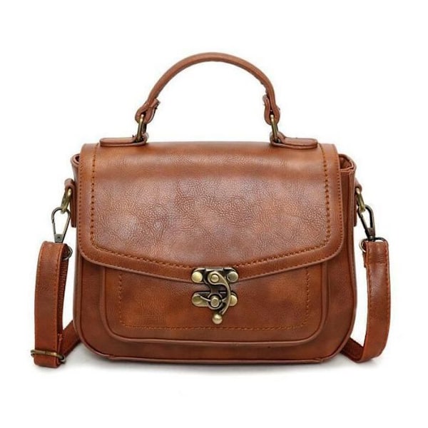 Håndtaske - TEVISE 9022 - Retro - lys brun - Fake læder - 27cm x 23cm x 11cm