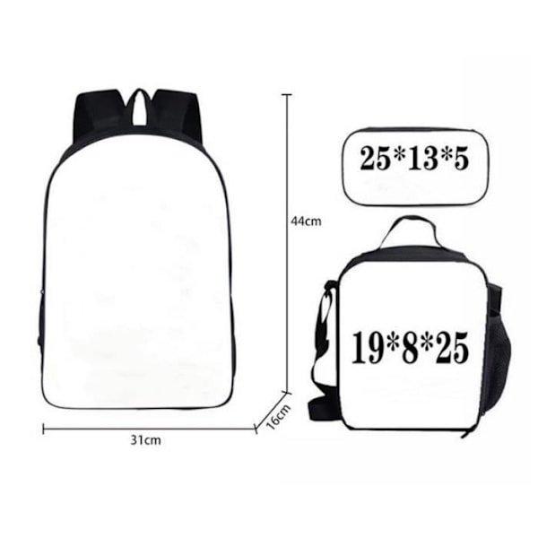 Sac rygsæk - JINDING - Black Panther - 3D tryk - 16 tommer - Skoletaske sæt 3 dele
