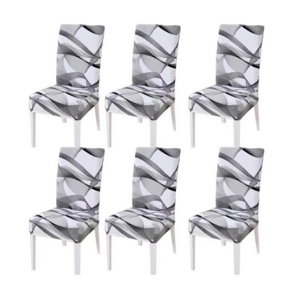 6 stolar Housses de Chaise de Salle à Manger - Universell utsträckbar polyester elastan tvättbar skyddsöverdrag för stolar A
