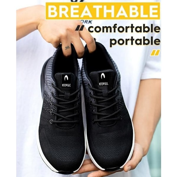 Sikkerhedssko TEVISE K8 Mænd Kvinder Let Komfortable Skridsikre Sneakers Arbejdssko Sort og Hvid sort 43