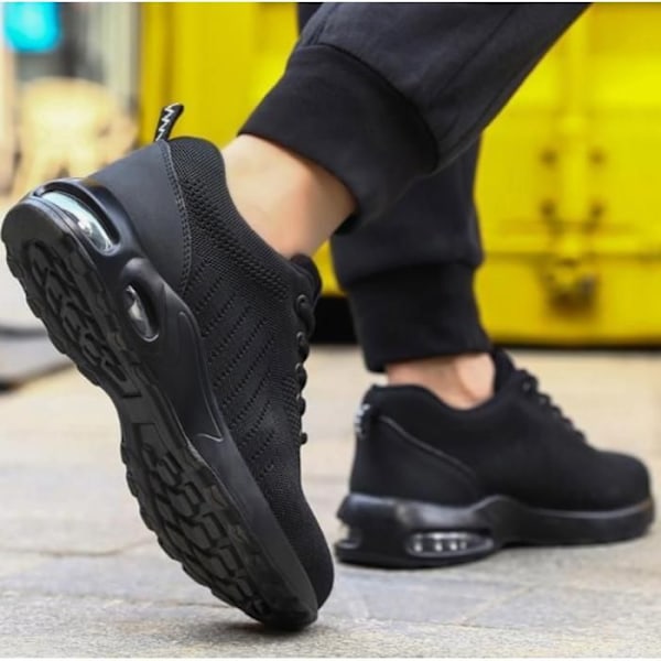 Sikkerhedssko TEVISE C9192 Herre Dame Letvægts Åndbare Sneakers med luftpude Arbejdssko sort sort 44