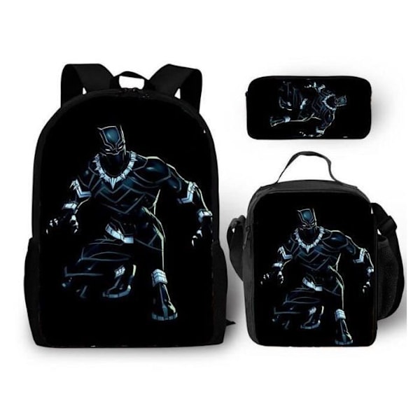 "Sac à dos MTOWSUC Black Panther 3D Utskrift 16 tum Skolset 3 delar"