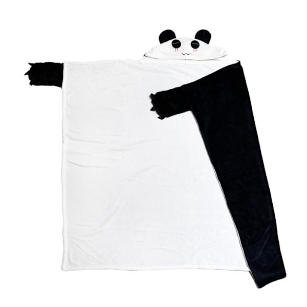 Rutig fleece 116x134 cm PANDA Svart