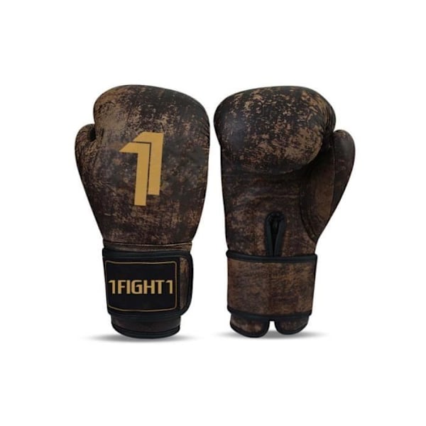 1FIGHT1, VINTAGE boxningshandskar i tävlingsläder, bruna kastanj 12 OZ