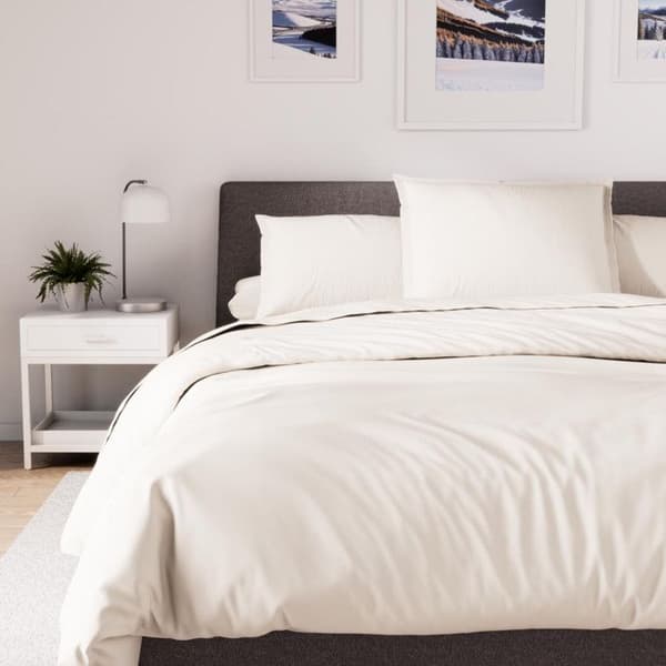 Påslakan av polybomull 280x240 cm PERCALE linne, av Soleil d'ocre Ecru
