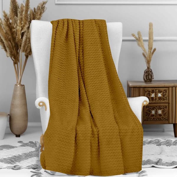 Filt, pläd 180x220 cm COCOONING senap, av Soleil d'ocre Gul