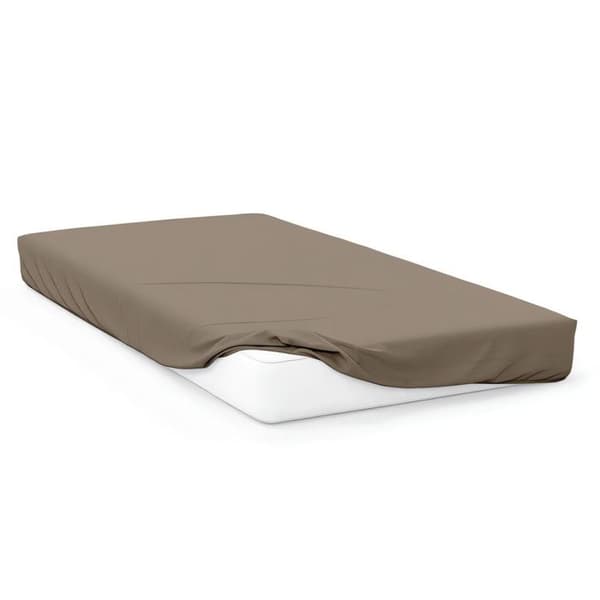 Drap housse 90x190 cm i bomull 57 Trådar SOLEIL D'OCRE taupe Mol