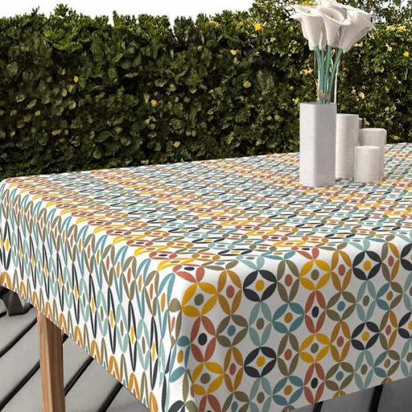 Rektangulär anti-fläcktryckt duk 140x200 cm OURANOS, av Soleil d'Ocre Flerfärgad
