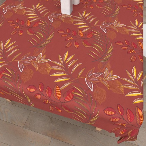 Rektangulär anti-fläcktryckt bordsduk 140x200 cm BLORES, av Soleil d'Ocre Tegel