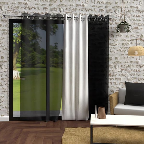 Skrynklig effekt ögle slöja 135x250 cm BOHEME antracit, av Soleil d'Ocre Antracit