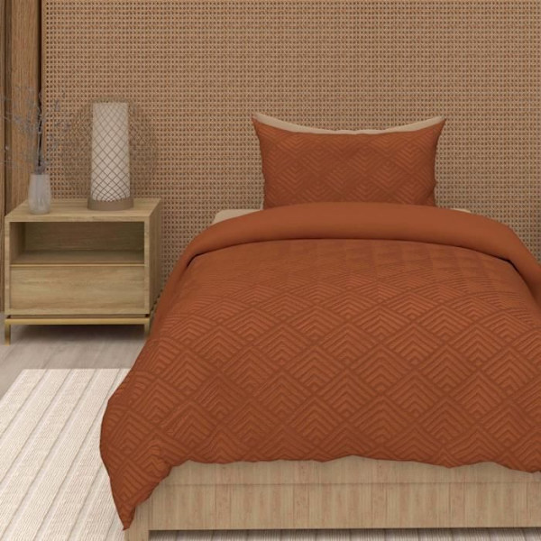 3D påslakanset i mikrofiber 140x200 cm GAIA terra, av Soleil d'Ocre Orange