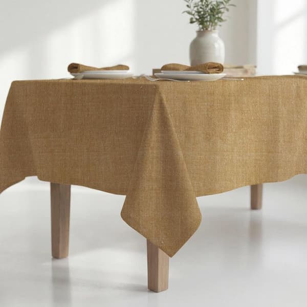 Rektangulär bordsduk anti-fläckar 150x300 cm CHAMBRAY ockra, av Soleil d'Ocre Ockra