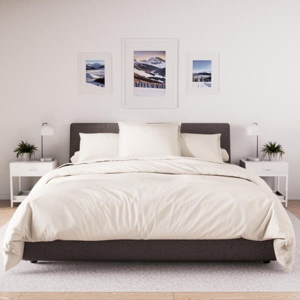 Påslakan av polybomull 280x240 cm PERCALE linne, av Soleil d'ocre Ecru