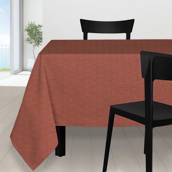 Rektangulär duk 140X300 cm PAON tomette, från Soleil d'Ocre Röd
