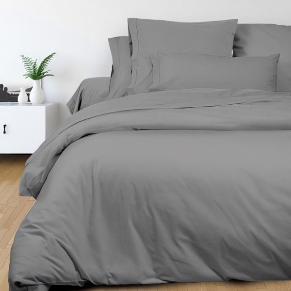 Platt lakan i perkalbomull 260x300 cm CAMILLE grå, av songe de camille Grå