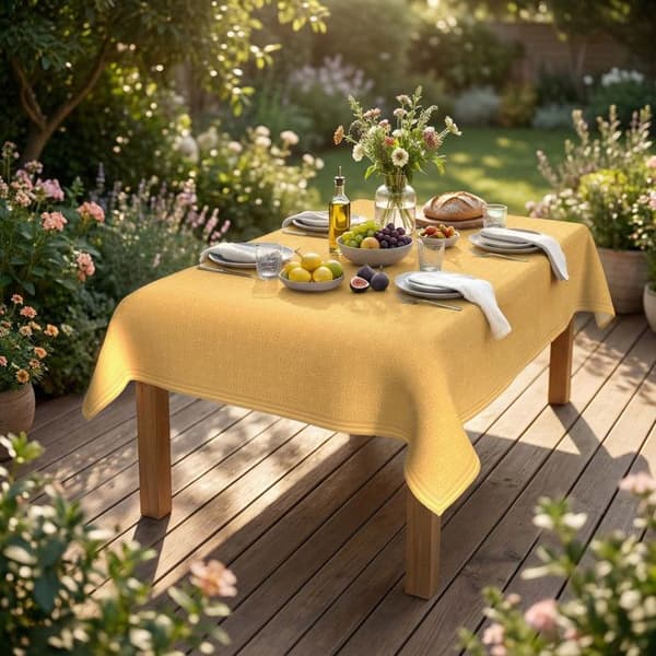 Tryckta fläckavvisande duk rektangulär 140x300 cm LINOVA, av Soleil d'Ocre Gul