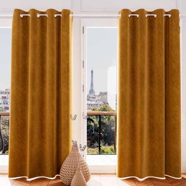 SAMMET ockra öljettgardin, av Soleil d'ocre Ockra
