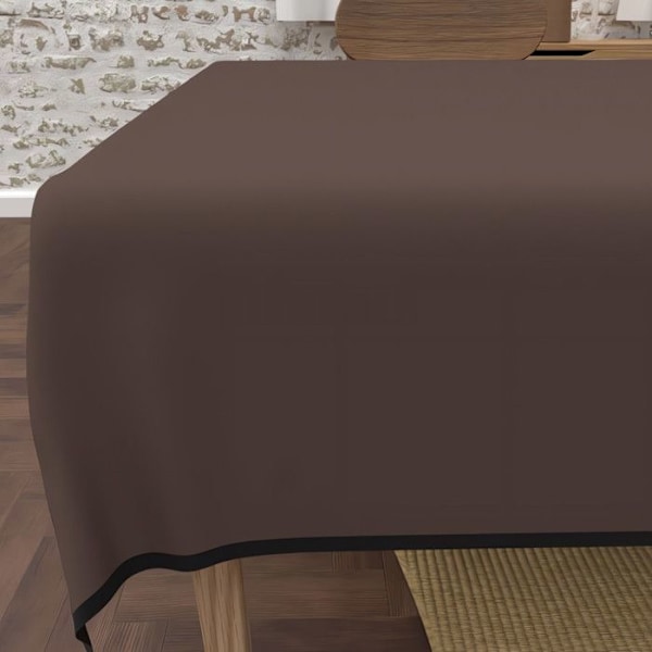 Rektangulär fläckfri duk i tvättad mikrofiber 140x300 cm BOHEME brun, av Soleil d'Ocre kastanj