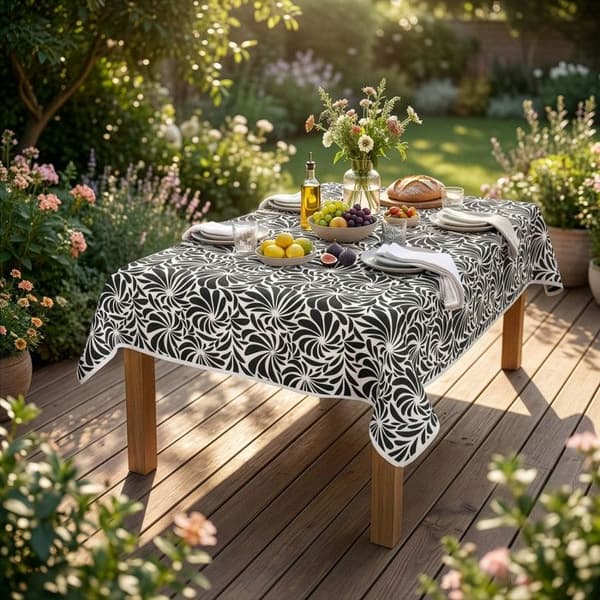 Tryckta fläckavvisande duk rektangulär 140x300 cm HARMONIA, av Soleil d'Ocre Ecru