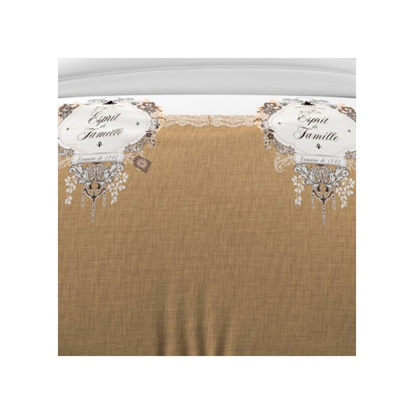 SOLEIL D'OCRE Täcke täcka Esprit de Famille 100% bomull - 1 täcke täcke 140 x200 cm + 1 örngott - Taupe Mol
