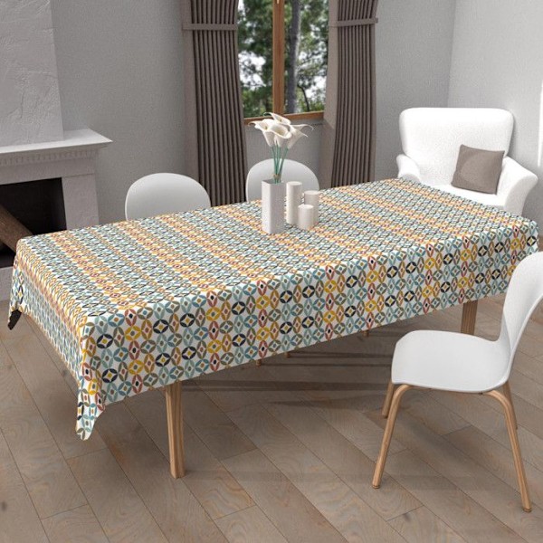 Rektangulär anti-fläcktryckt duk 140x200 cm OURANOS, av Soleil d'Ocre Flerfärgad