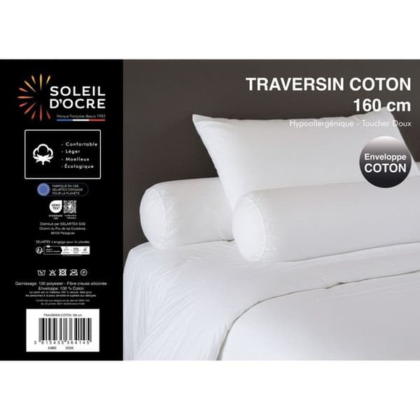 Traversin COTON bredd 160 cm, av Soleil d'ocre Vit