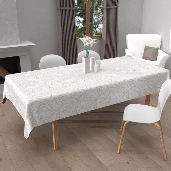 Rektangulär anti-fläcktryckt duk 140x240 cm VENUS, av Soleil d'Ocre Vit