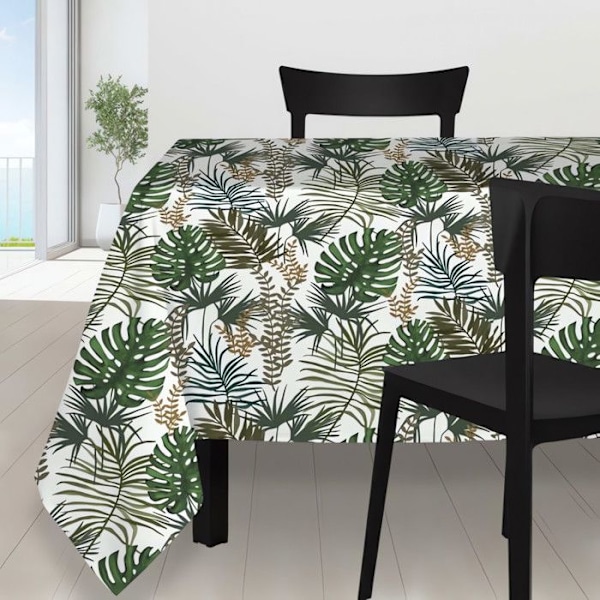Anti-fläck rektangulär duk 140x240 AMAZONIE vit, av Soleil d'Ocre Flerfärgad