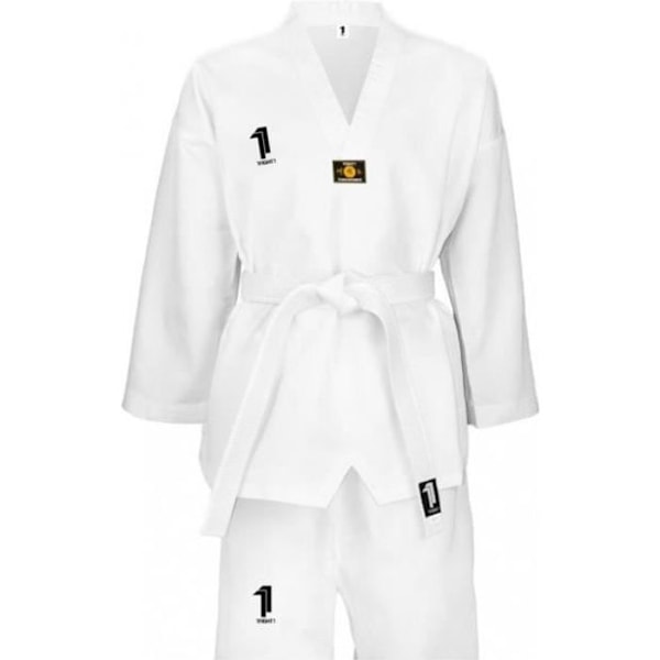 1FIGHT1, CLUB broderad taekwondo dobok, vit krage Vit 160 cm