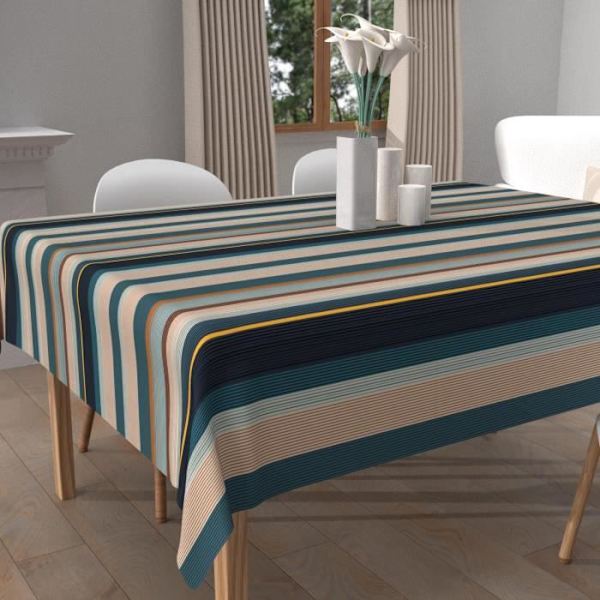 Fyrkantig duk med tryck mot fläckar 180x180 cm BAYADRES blå, av Soleil d'Ocre Blå