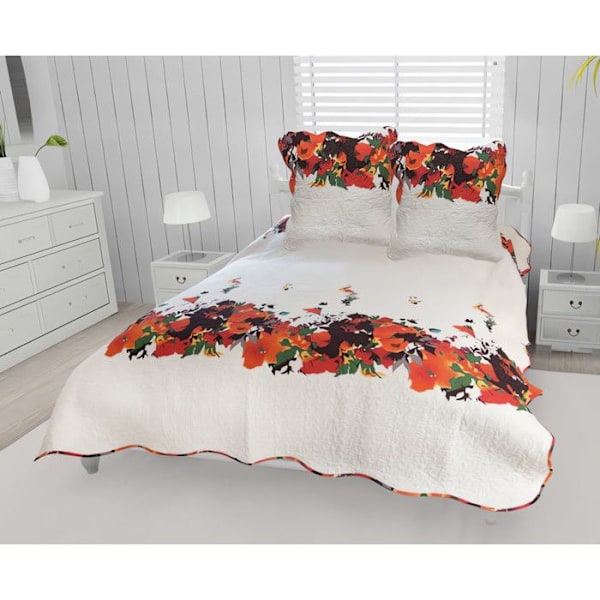 Boutis överkast i bomull 220x240 cm AMELIE med 2 örngott Flerfärgad
