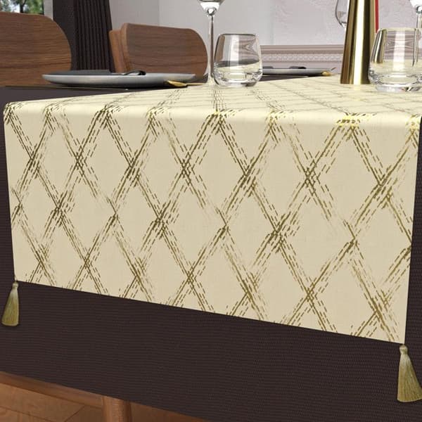 Festlig bordslöpare i ren bomull 40x180 cm CELESTE guld, av Soleil d'Ocre Ecru