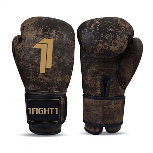 1FIGHT1, VINTAGE boxningshandskar i tävlingsläder, bruna kastanj 12 OZ
