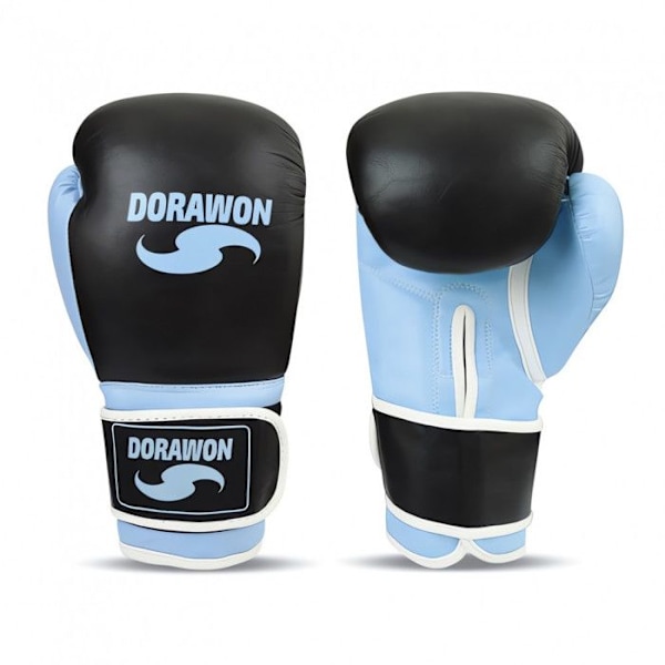 DORAWON, tävlingsboxningshandskar i läder EDIMBOURG, svart och blå Blå 16 OZ