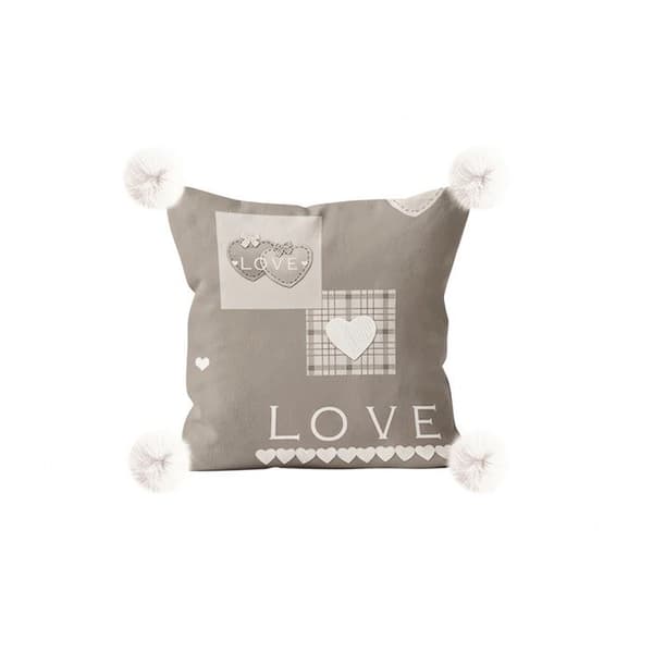 Tryckförsedd mikrofleece-kudde 45x45 cm LOVE, av Soleil d'Ocre Mol