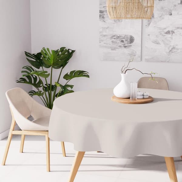 Rund fläckskyddsduk 180 cm ALIX lin, av Soleil d'ocre Ecru