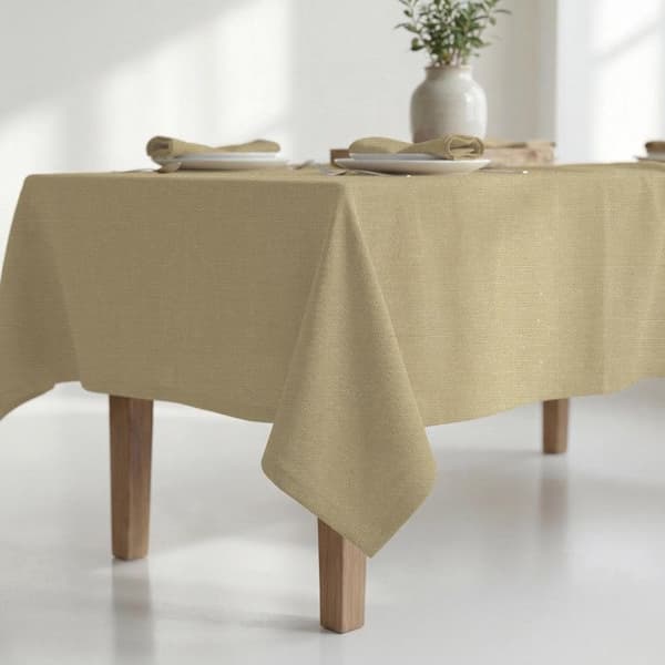 Rektangulär bordsduk i bomull 150x250 cm CHAMBRAY lin, av Soleil d'Ocre Ecru