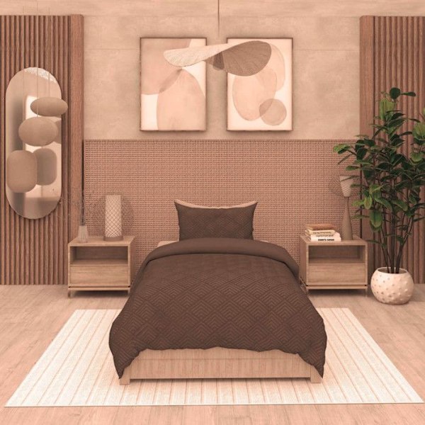 3D påslakanset av mikrofiber 140x200 cm GAIA brun, av Soleil d'Ocre kastanj