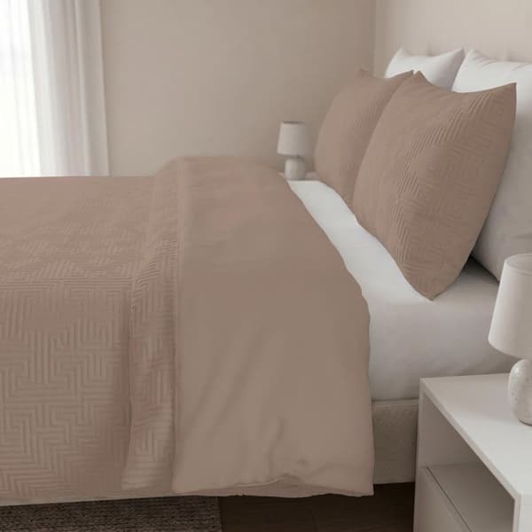 Parure sängkläder 3D mikrofiber 260x240 cm MEANDRE taupe, av Soleil d'ocre Mol