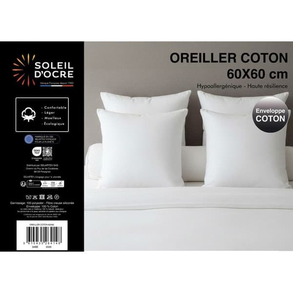 Kudde COTTON 60x60 cm, av Soleil d'ocre Vit