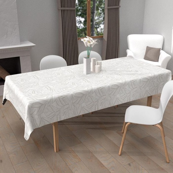 Rektangulär anti-fläcktryckt duk 140x200 cm VENUS, av Soleil d'Ocre Vit