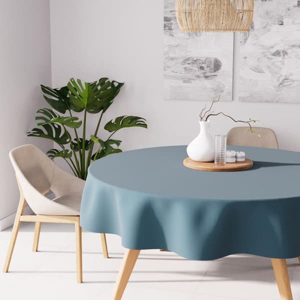 Rund fläckskyddsduk 180 cm ALIX blå celadon, av Soleil d'Ocre Blå