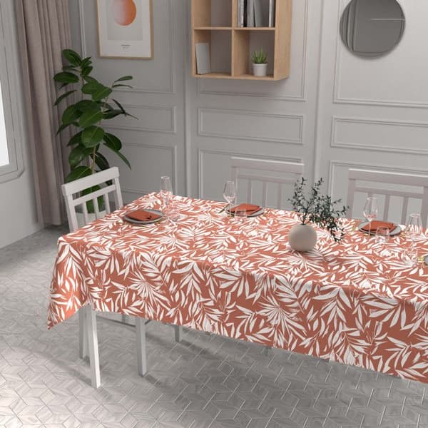 Tryckta fläckavvisande duk rektangulär 140x200 cm FLOREA, av Soleil d'Ocre Apelsin