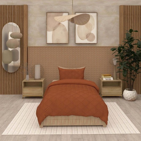 3D påslakanset i mikrofiber 140x200 cm GAIA terra, av Soleil d'Ocre Orange